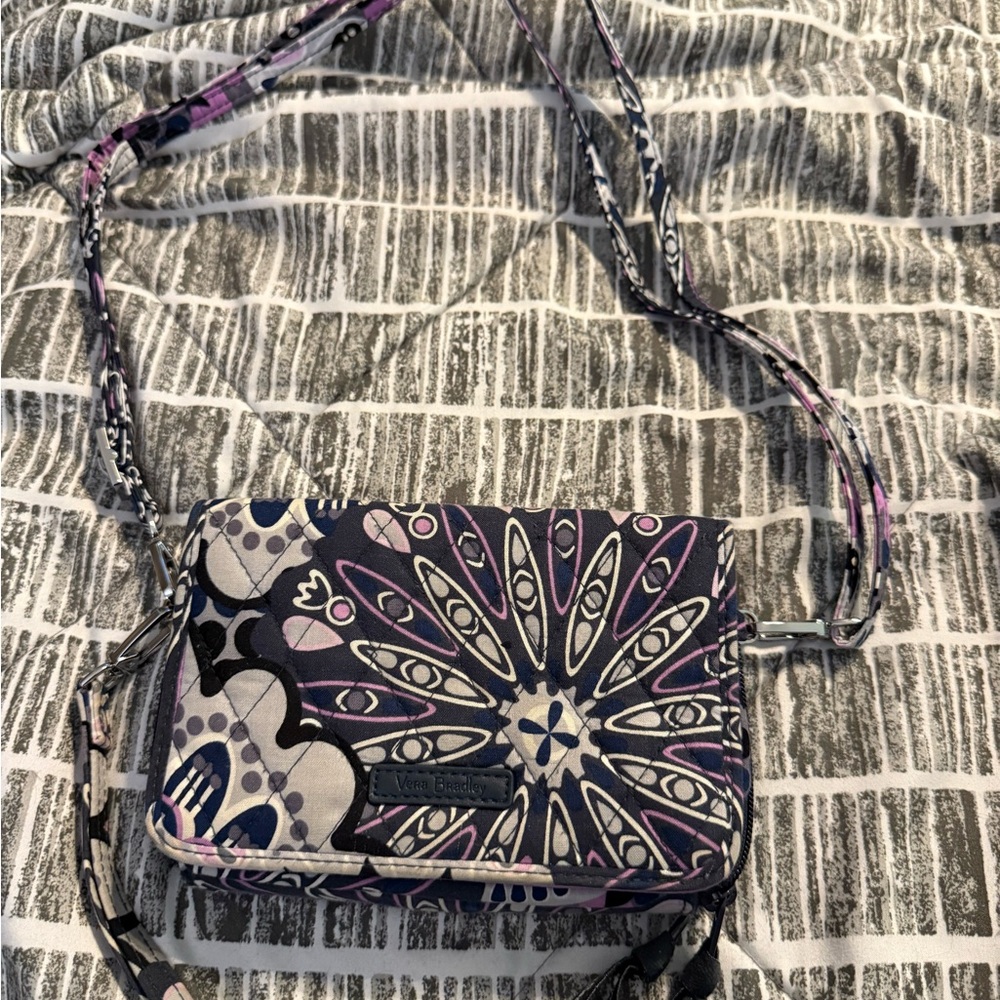 Vera Bradley Purple and Black Crossbody Bag with Chain Strap